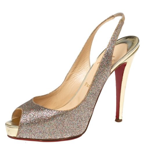 Christian Louboutin Multicolor Glitter Leather No Prive Peep-Toe Slingback Sandals Size 39 - Christian Louboutin - Modalova