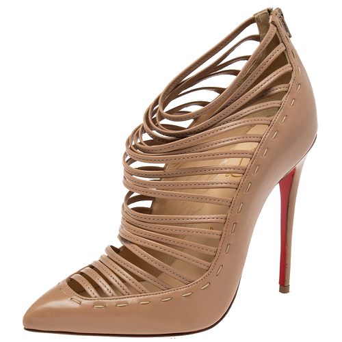 Christian Louboutin Beige Leather Gortik Ankle Booties Size 36 - Christian Louboutin - Modalova