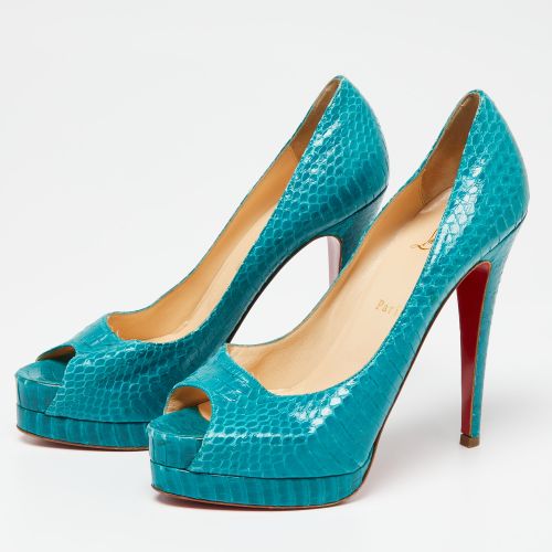 Turquoise Python Leather Altadama Peep-Toe Pumps Size 39.5 - Christian Louboutin - Modalova