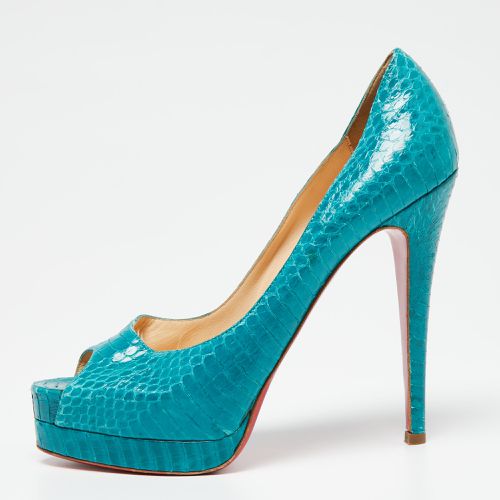 Christian Louboutin Turquoise Python Leather Altadama Peep-Toe Pumps Size 39.5 - Christian Louboutin - Modalova