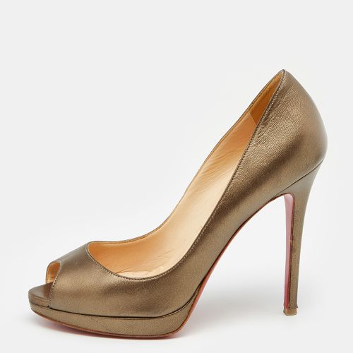 Christian Louboutin Metallic Bronze Leather Yolanda Peep Toe Pumps Size 37 - Christian Louboutin - Modalova