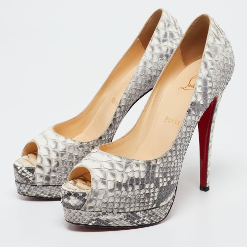 White Python Altadama Peep Toe Platform Pumps Size 37 - Christian Louboutin - Modalova
