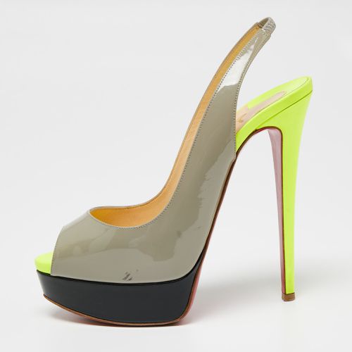 Christian Louboutin Tri-Color Patent Leather Lady Peep-Toe Slingback Sandals Size 37.5 - Christian Louboutin - Modalova