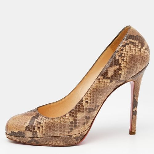 Christian Louboutin Brown/Beige Python Leather New Simple Platform Pumps Size 38.5 - Christian Louboutin - Modalova