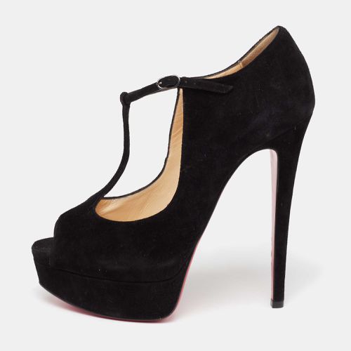 Christian Louboutin Black Suede Alta Poppins T-Strap Pumps Size 37.5 - Christian Louboutin - Modalova