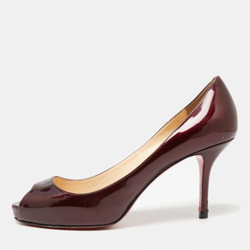 Christian Louboutin Burgundy Patent Leather Matar Claude Peep-Toe Pumps Size 37 - Christian Louboutin - Modalova