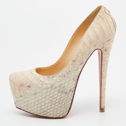 Christian Louboutin Beige Python Leather Daffodile Platform Pumps Size 36 - Christian Louboutin - Modalova