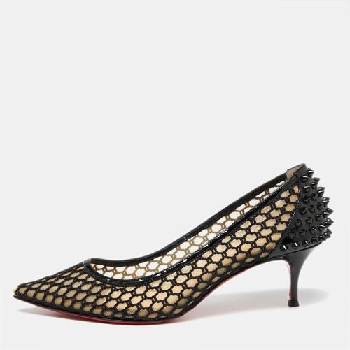 Christian Louboutin Black Mesh and Patent Leather Spike Guni Pumps Size 39.5 - Christian Louboutin - Modalova