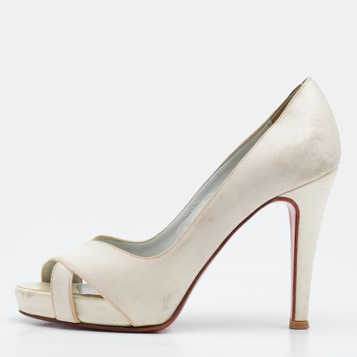 Christian Louboutin Off White Satin Shelley Peep-Toe Pumps Size 36 - Christian Louboutin - Modalova