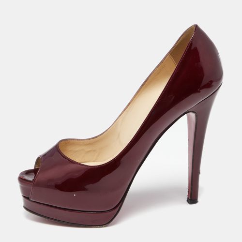 Christian Louboutin Burgundy Patent Leather Altadama Platform Peep Toe Pumps Size 36.5 - Christian Louboutin - Modalova