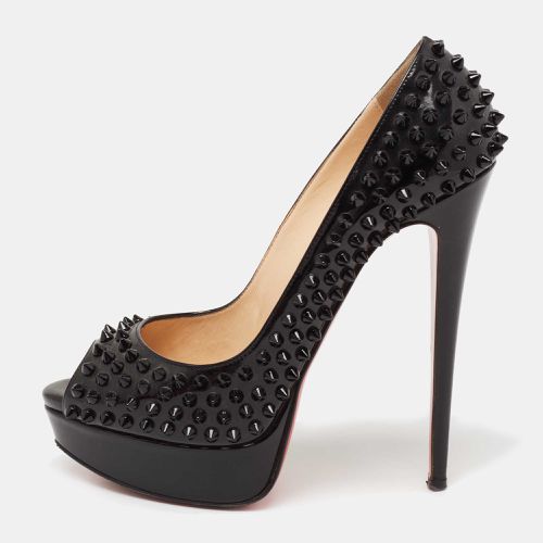 Christian Louboutin Black Leather Lady Peep Spike Peep Toe Platform Pumps Size 39 - Christian Louboutin - Modalova