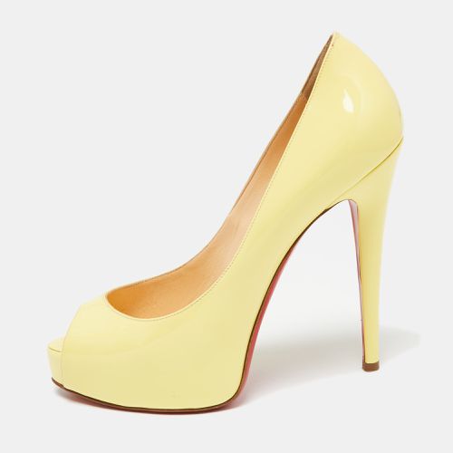 Christian Louboutin Yellow Patent Leather Very Prive Peep Toe Platform Pumps Size 37 - Christian Louboutin - Modalova