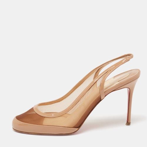 Christian Louboutin Beige Mesh and Patent Leather Slingback Pumps Size 38 - Christian Louboutin - Modalova