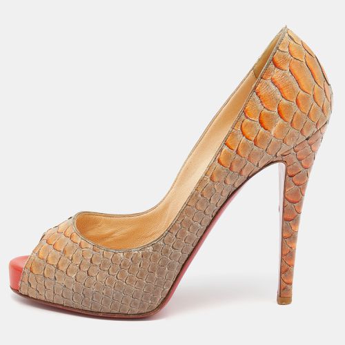 Christian Louboutin Beige Python Leather Altadama Peep Toe Pumps Size 39 - Christian Louboutin - Modalova