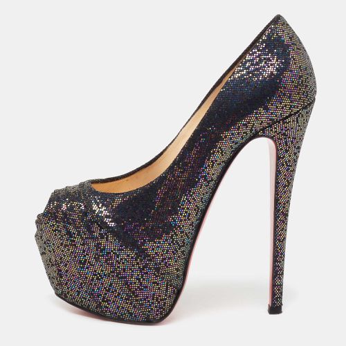 Christian Louboutin Multicolor Glitter Fabric Drapesse Spotlight Peep-Toe Pumps Size 37 - Christian Louboutin - Modalova