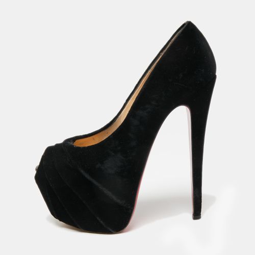 Christian Louboutin Black Velvet Drapesse Peep-Toe Platform Pumps Size 36 - Christian Louboutin - Modalova