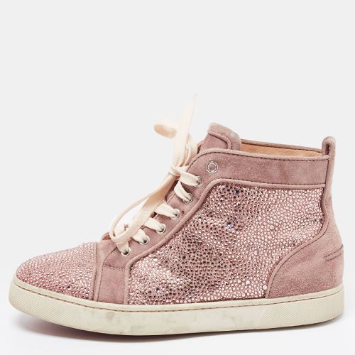 Christian Louboutin Pink Suede Louis Flat Strass High-Top Sneakers Size 40 - Christian Louboutin - Modalova