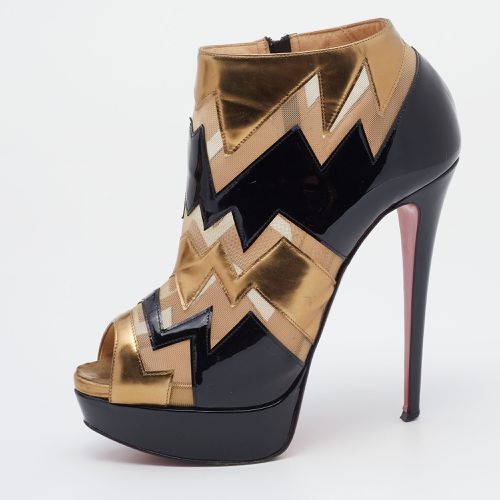 Christian Louboutin Multicolor Patent Leather And Mesh Peep toe Booties Size 38.5 - Christian Louboutin - Modalova