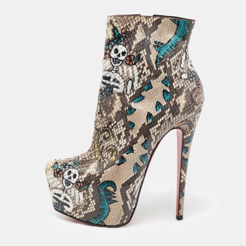 Christian Louboutin Multicolor Python Skull Mexico Daf Ankle Boots Size 38 - Christian Louboutin - Modalova