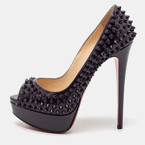 Christian Louboutin Dark Purple Patent Leather Lady Peep-Toe Spiked Platform Pumps Size 36 - Christian Louboutin - Modalova