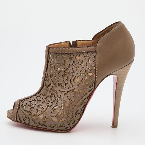 Christian Louboutin Grey Laser-Cut Leather Pampas Booties Size 36.5 - Christian Louboutin - Modalova