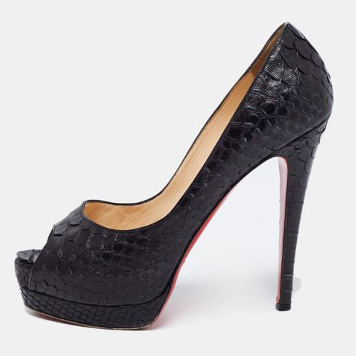 Christian Louboutin Black Python Altadama Peep-Toe Platform Pumps Size 38 - Christian Louboutin - Modalova