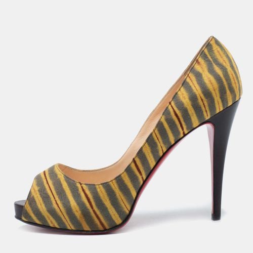 Christian Louboutin Tri-Color Printed Canvas Very Prive Peep-Toe Pumps Size 41 - Christian Louboutin - Modalova