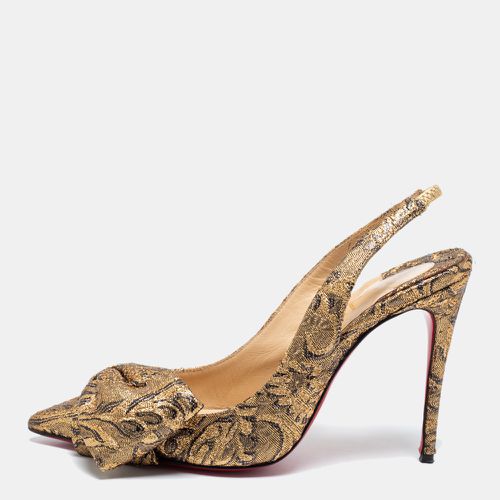 Christian Louboutin Gold Brocade Fabric Kirazissimo Slingback Sandals Size 37.5 - Christian Louboutin - Modalova