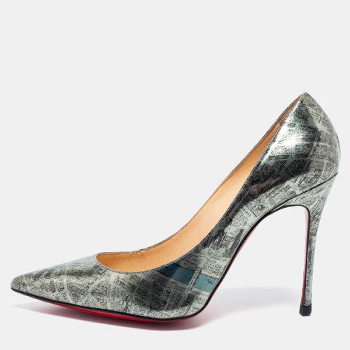 Christian Louboutin Metallic Monochrome Paris Map Print Patent Leather Decollete Pumps Size 36.5 - Christian Louboutin - Modalova