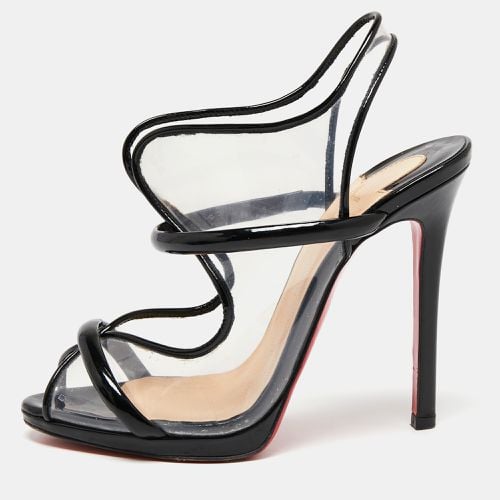 Christian Louboutin Black Patent Leather and PVC Aqua Ronda Slingback Sandals Size 36.5 - Christian Louboutin - Modalova