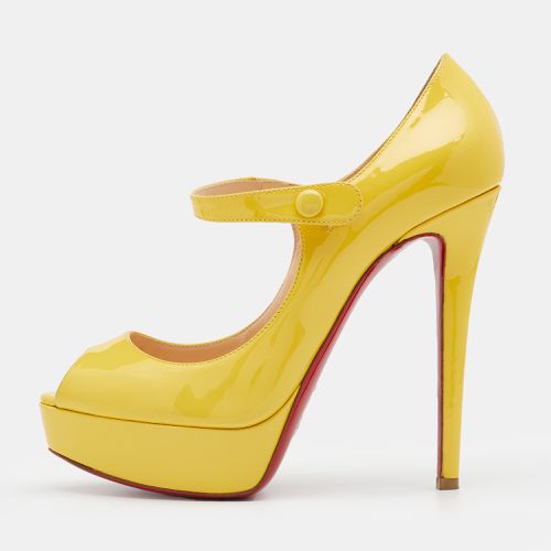 Christian Louboutin Yellow Leather Zeppa Mary Jane Peep Top Platform Pumps Size 38.5 - Christian Louboutin - Modalova