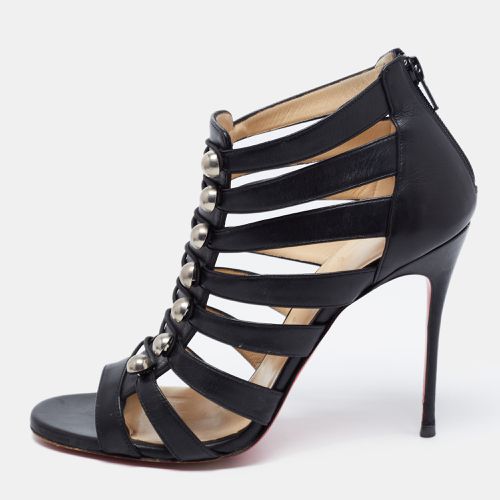 Christian Louboutin Black Leather Denis Caged Sandals Size 39.5 - Christian Louboutin - Modalova