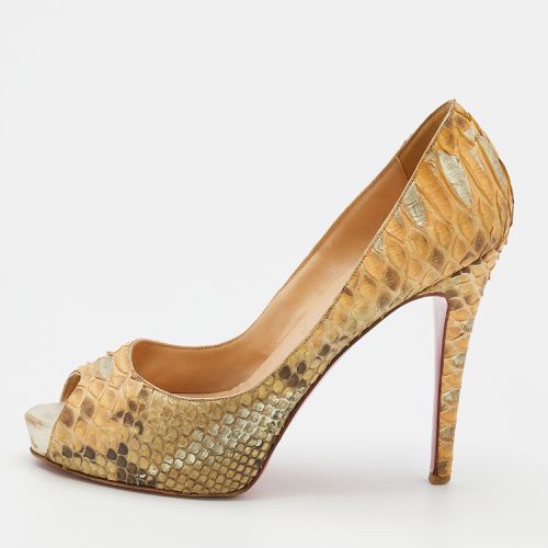 Christian Louboutin Beige Python Leather Very Prive Peep Toe Pumps Size 37 - Christian Louboutin - Modalova