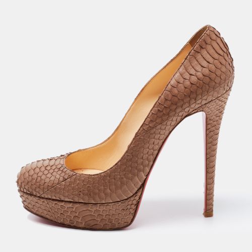 Christian Louboutin Beige Python Leather Peep Toe Pumps Size 39 - Christian Louboutin - Modalova