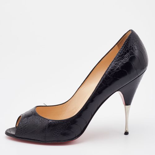 Christian Louboutin Black Ostrich Leg Leather Yotruche Peep Toe Pumps Size 40.5 - Christian Louboutin - Modalova