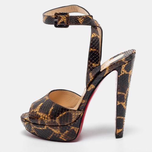 Yellow Python Leather Peep Toe Platform Ankle Strap Sandals Size 39 - Christian Louboutin - Modalova