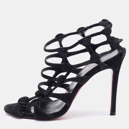 Christian Louboutin Black Suede Neuron Cage Ankle Strap Sandals Size 37 - Christian Louboutin - Modalova