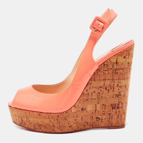 Christian Louboutin Peach Patent Leather Une Plume Wedge Sandals Size 40.5 - Christian Louboutin - Modalova