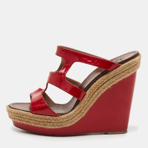 Christian Louboutin Red Patent Bilbao 120 Wedge Espadrilles Sandals Size 40 - Christian Louboutin - Modalova