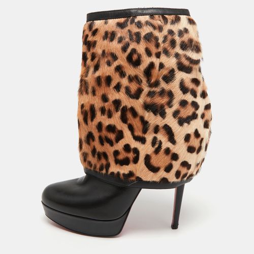 Christian Louboutin Black Leather And Calf hair Leopard Boots Size 40 - Christian Louboutin - Modalova