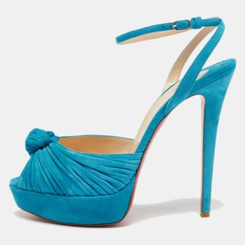 Christian Louboutin Blue Knotted Suede Greissimo Ankle Strap Sandals Size 40.5 - Christian Louboutin - Modalova