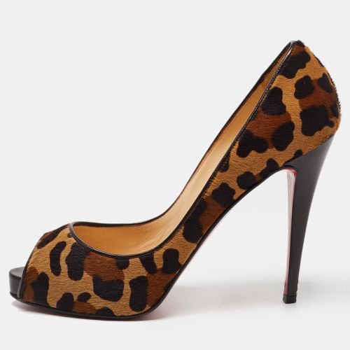 Christian Louboutin Brown Leopard Print Calf Hair Very Prive Peep Toe Pumps Size 40.5 - Christian Louboutin - Modalova