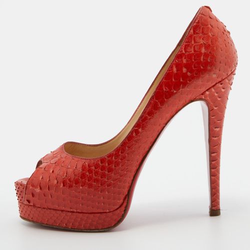 Christian Louboutin Orange Python Leather Altadama Peep Toe Platform Pumps Size 37 - Christian Louboutin - Modalova