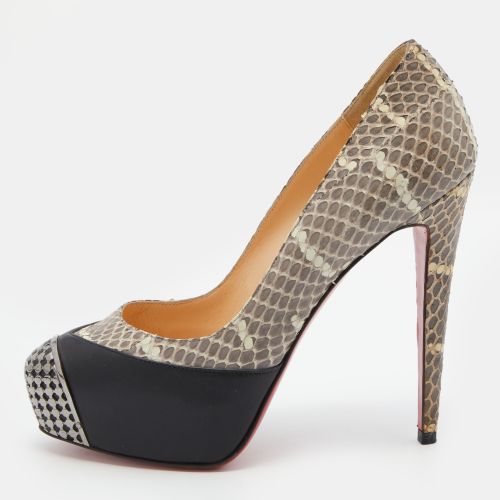 Christian Louboutin Black/Grey Snakeskin Leather Maggie Platform Pumps Size 37.5 - Christian Louboutin - Modalova