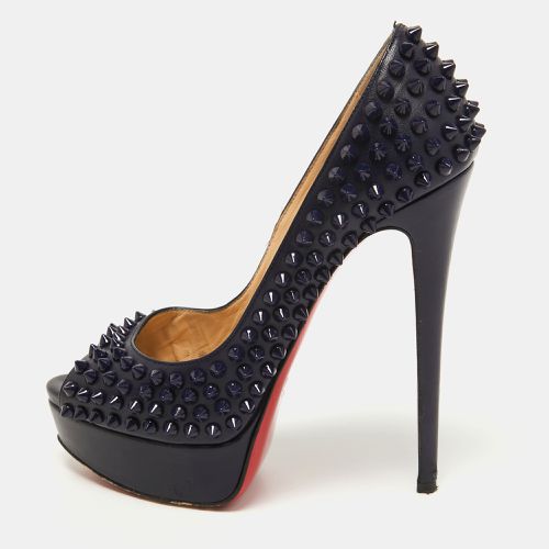 Christian Louboutin Navy Blue Leather Lady Peep Spikes Pumps Size 36 - Christian Louboutin - Modalova