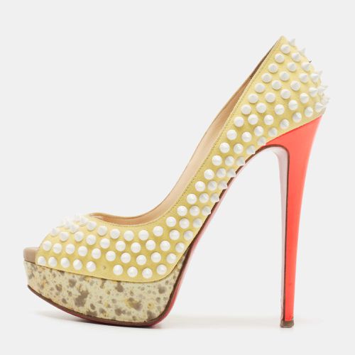 Christian Louboutin Yellow Suede Lady Peep Spikes Pumps Size 37.5 - Christian Louboutin - Modalova