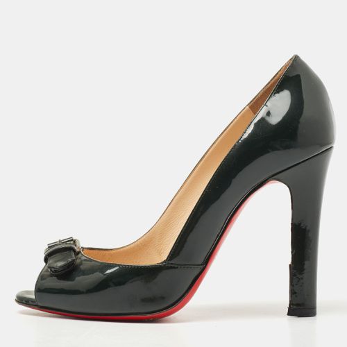 Dark Patent Leather Open Belt Peep Toe Pumps Size 37 - Christian Louboutin - Modalova