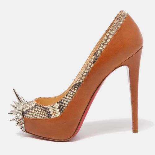 Christian Louboutin Brown Python and Leather Asteriod Spiked Pumps Size 37.5 - Christian Louboutin - Modalova