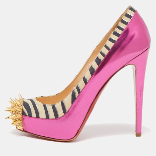 Christian Louboutin Tricolor Zebra Print Suede and Leather Limited Edition Asteroid Pumps Size 37 - Christian Louboutin - Modalova