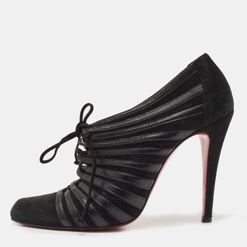 Christian Louboutin Black Leather and Suede Inverness Booties Size 38.5 - Christian Louboutin - Modalova